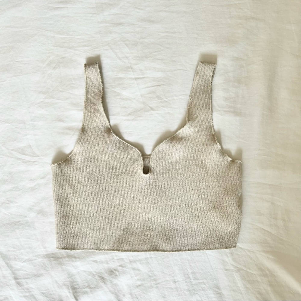 Zara Cream / Tan Sweetheart Crop Tank Top Size S